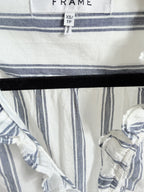FRAME Striped Ruffle Sleeveless Blouse – Blanc Multi – label