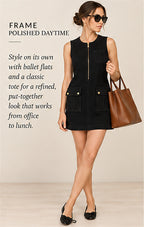FRAME Le Cord Corduroy Mini Dress — Navy – styled editorial look 2