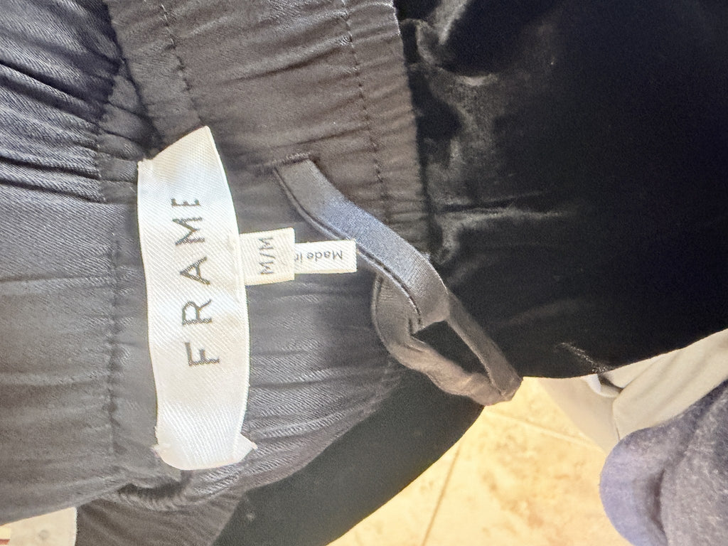 FRAME Velvet Wide-Leg Drawstring Pants – care label