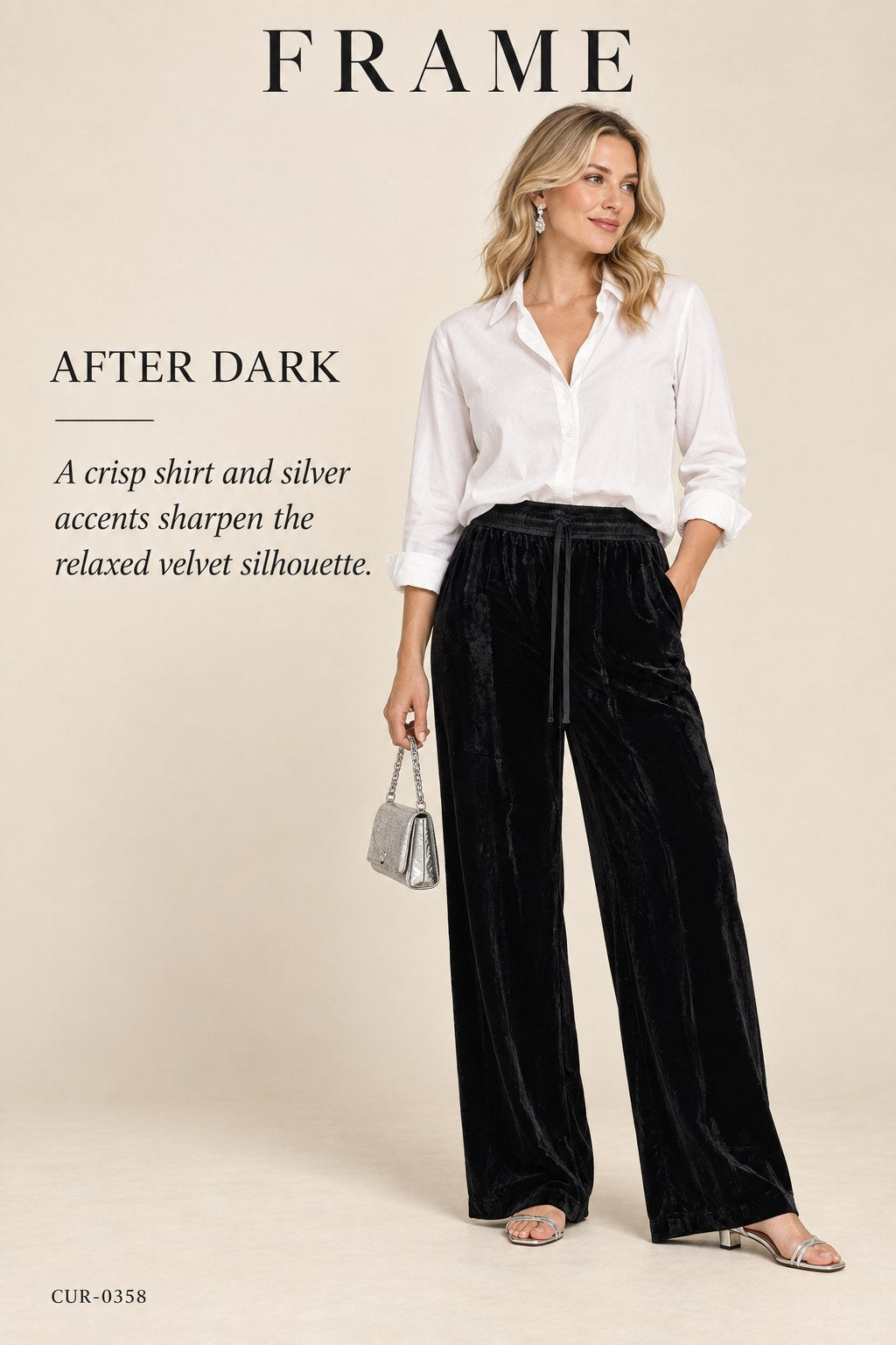FRAME Velvet Wide-Leg Drawstring Pants – styled: After Dark