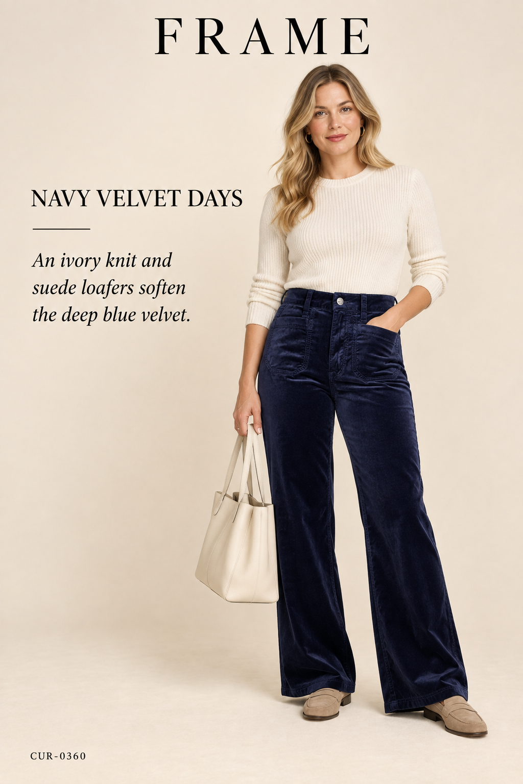 FRAME Le Slim Palazzo Modernist Pocket Jean – Navy Velvet