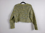 FRAME Cropped Marl Crewneck Sweater — Flash Lime Multi – back