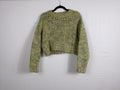FRAME Cropped Marl Crewneck Sweater — Flash Lime Multi – front