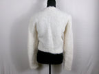 FRAME Fitted Cropped Alpaca-Wool Crewneck Sweater — Off White – back