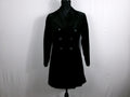 FRAME Long Double-Breasted Velvet Peacoat – Noir – front
