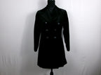 FRAME Long Double-Breasted Velvet Peacoat – Noir – front