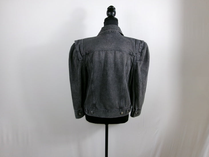 FRAME Rosette Puff Sleeve Denim Jacket – Ozone Black – back