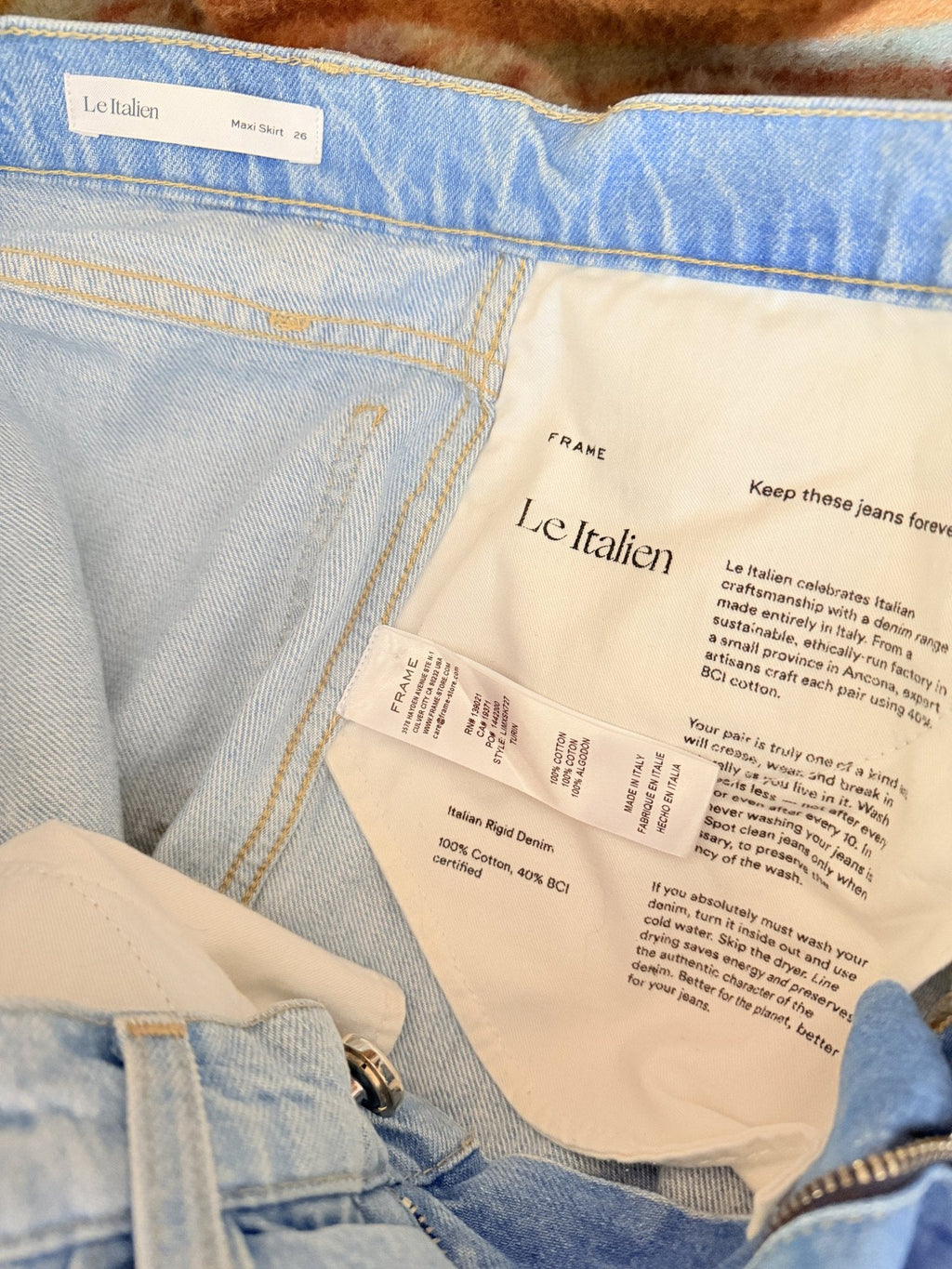 FRAME Le Italien Maxi Skirt – Turin - care label
