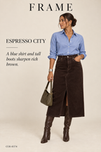 FRAME The Corduroy Midaxi Skirt – Espresso — styling illustration