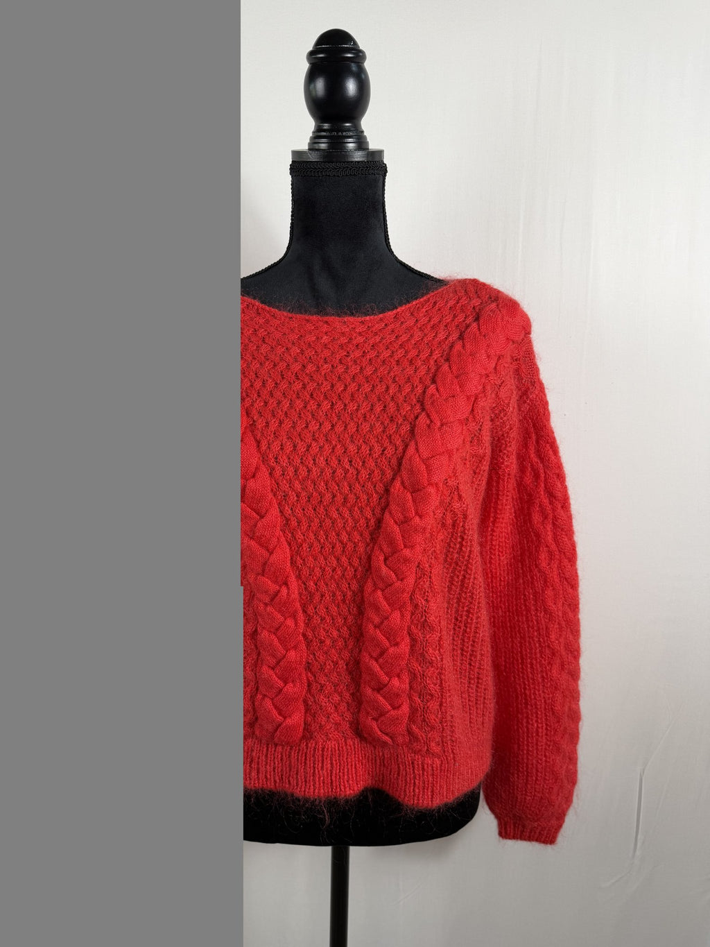 La Maille Sézane Red Braided Bateau-Neck Sweater – front