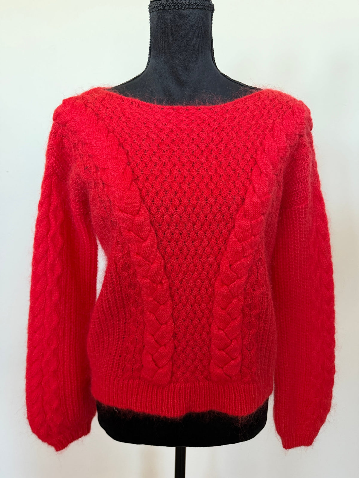 La Maille Sézane Red Braided Bateau-Neck Sweater
