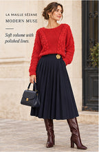 La Maille Sézane Red Braided Bateau-Neck Sweater – styled editorial look 2