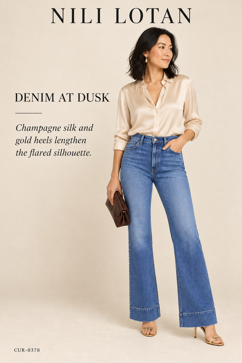 Nili Lotan Nadège Wide-Leg Jean – Classic Wash – styled: Denim at Dusk