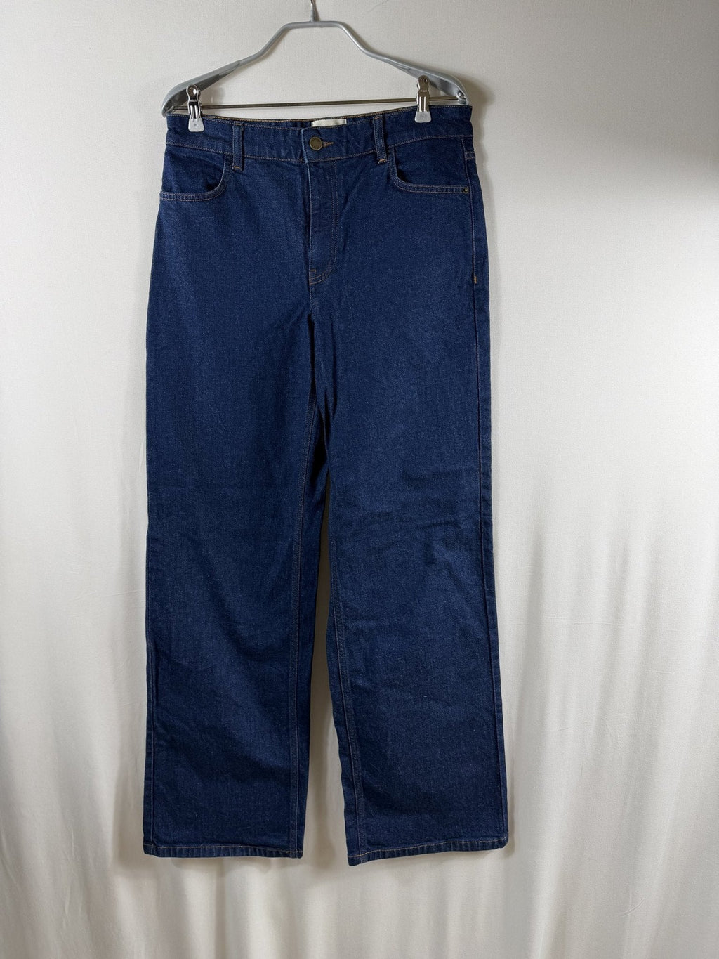 Sézane Dark Indigo Wide-Leg Jeans - front