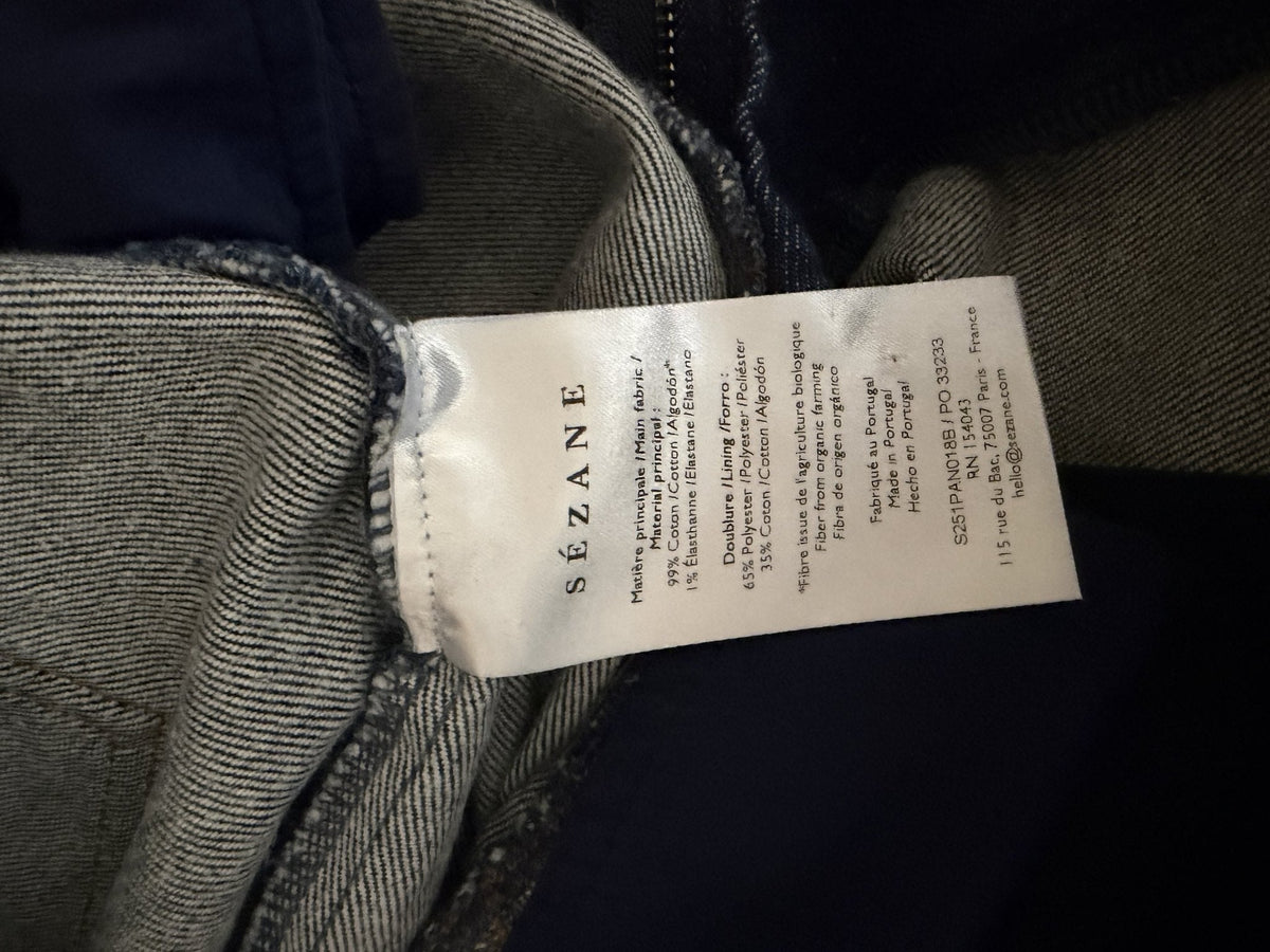 Sézane Dark Indigo Wide-Leg Jeans - care label