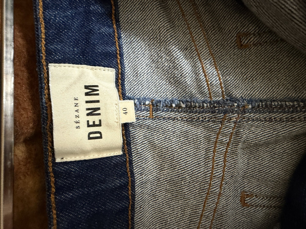Sézane Dark Indigo Wide-Leg Jeans - care label