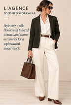 L'AGENCE Lacey Knit Blazer — Deep Olive – styled editorial look 2