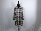 Lafayette 148 Plaid Cotton-Wool Drawstring Shirtdress – Brown – front