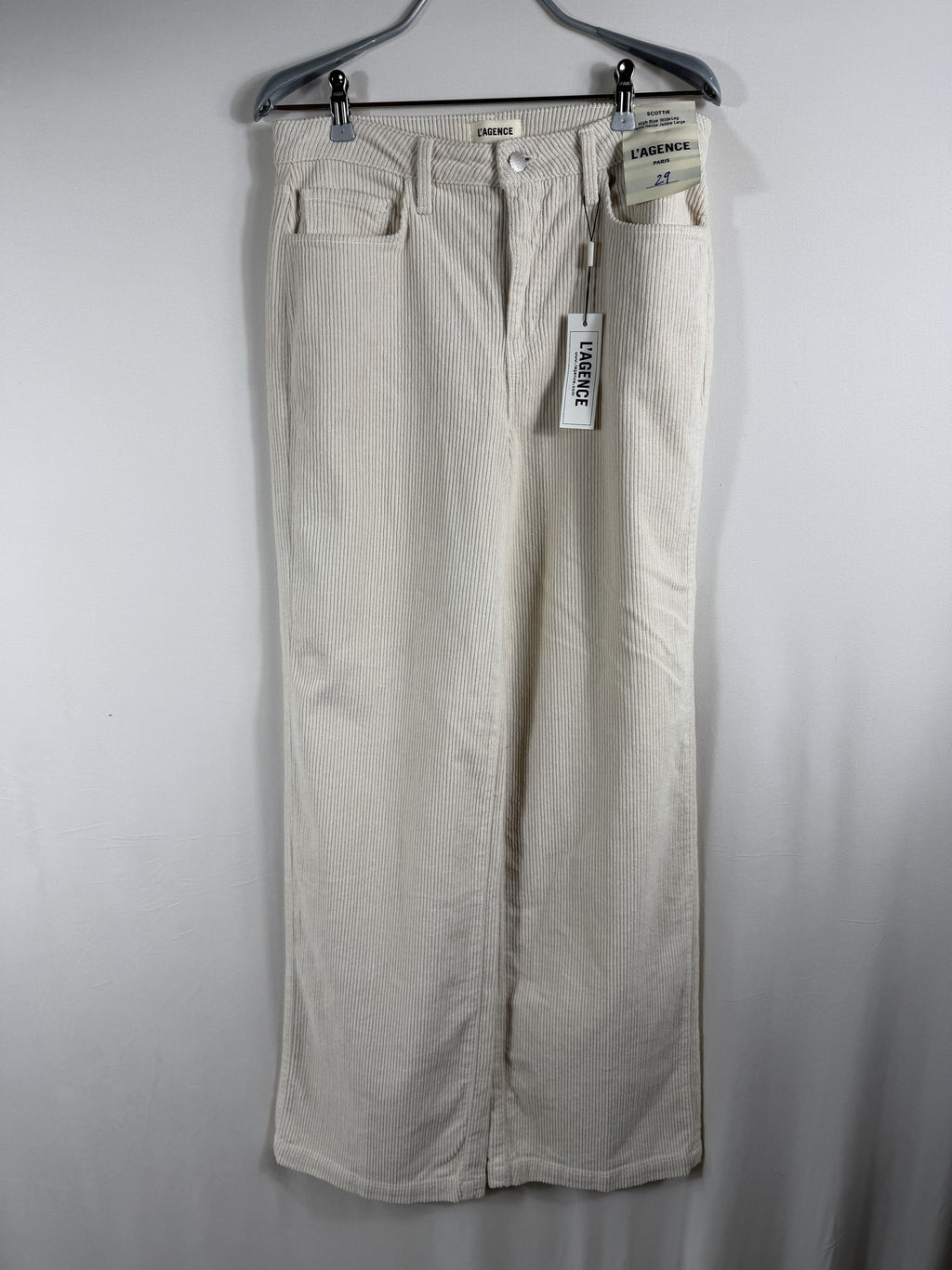 L'AGENCE Scottie High-Rise Wide-Leg Corduroy – French Vanilla – front