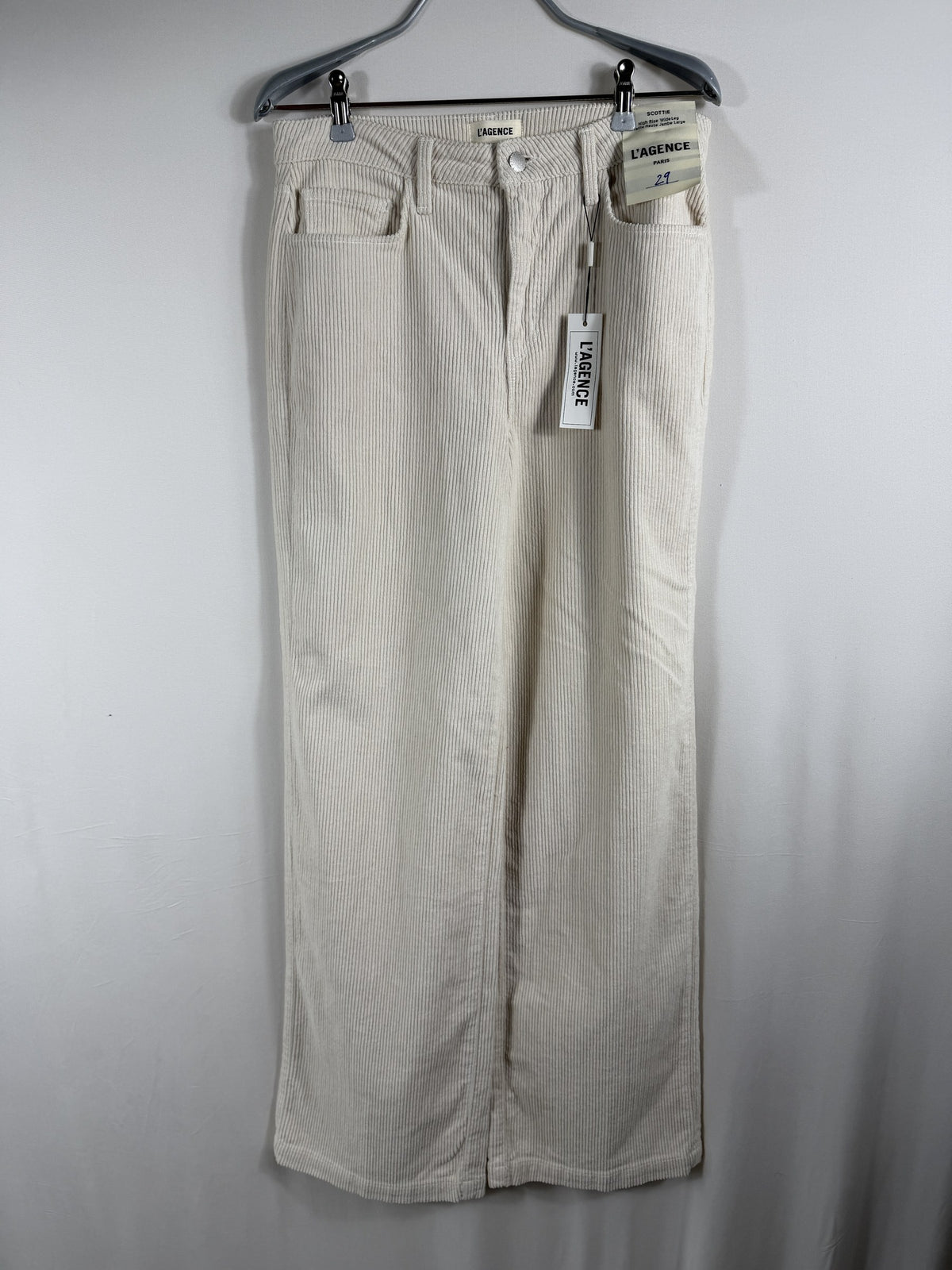 L'AGENCE Scottie High-Rise Wide-Leg Corduroy – French Vanilla – front
