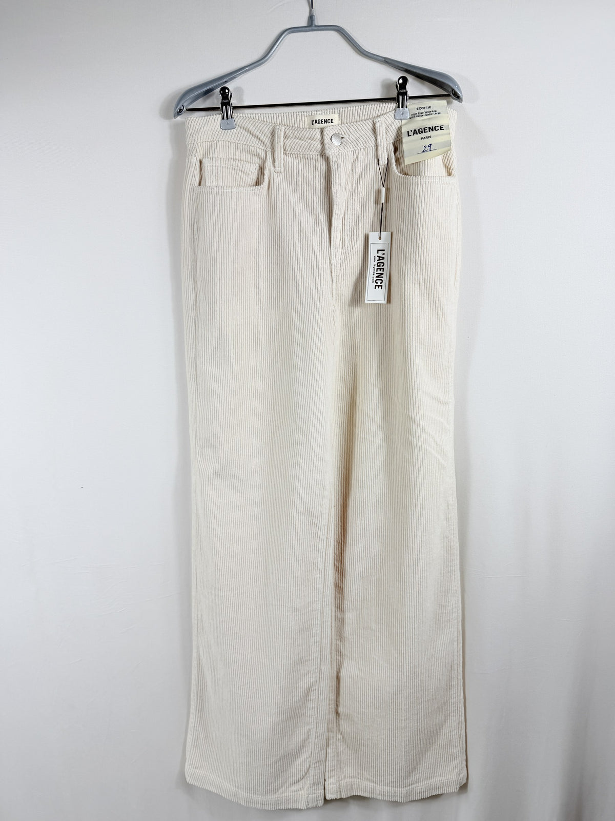 L'AGENCE Scottie High-Rise Wide-Leg Corduroy – French Vanilla – front view 2