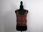 L'AGENCE Galene Mixed Stitch Crop Sweater Tank — Natural/Mauve Multi – front