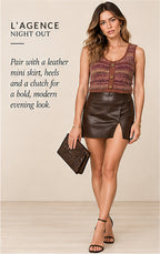 L'AGENCE Galene Mixed Stitch Crop Sweater Tank — Natural/Mauve Multi – styled editorial look 3