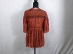 Zimmermann Silk Lace Peplum Blouse — Rust – back