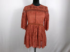 Zimmermann Silk Lace Peplum Blouse — Rust – front