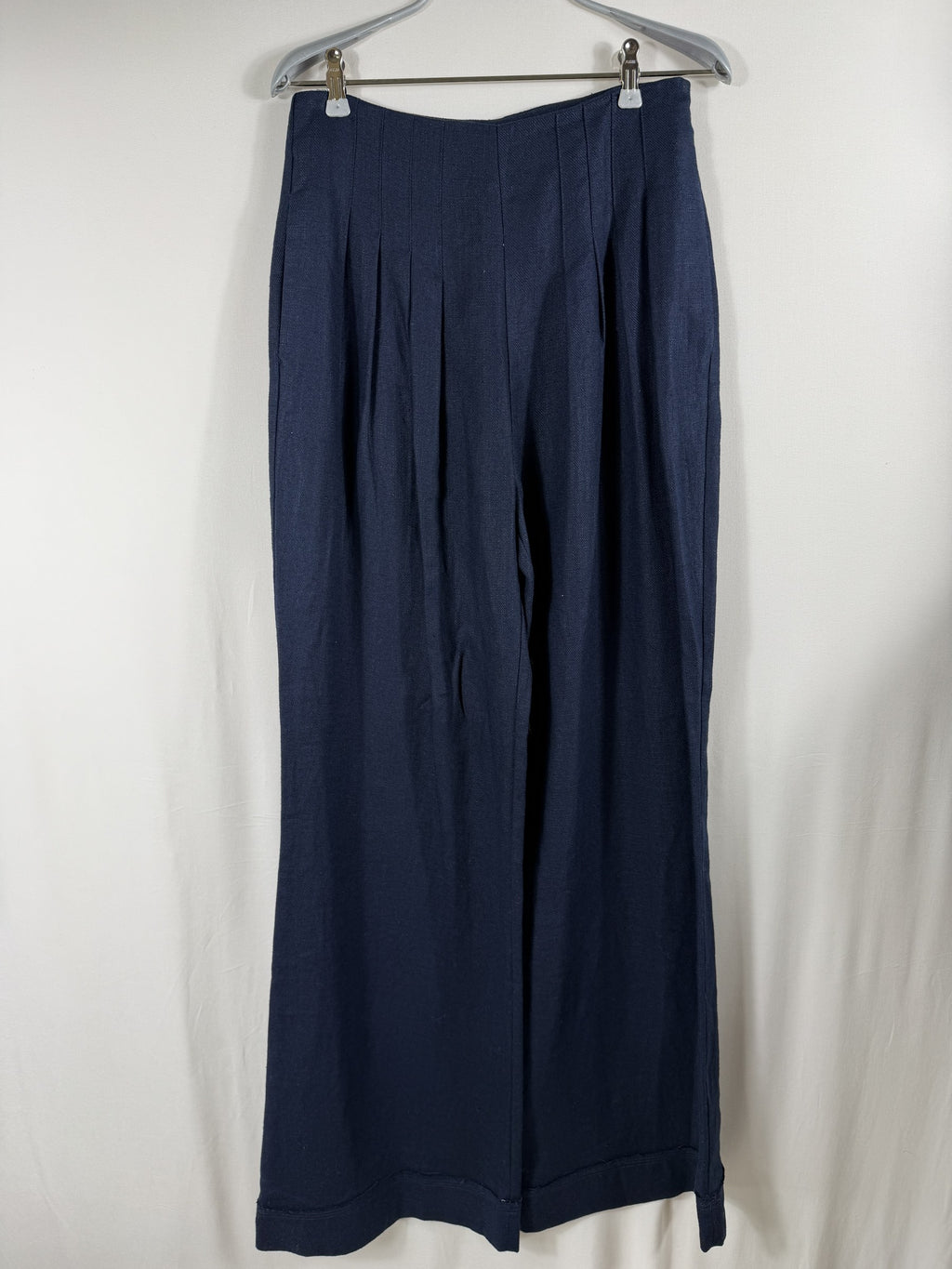 Ramy Brook Dalia Pleated Wide-Leg Pant – Navy – front