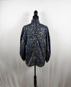 Hunter Bell Printed Mock-Neck Blouse – Navy/Gold – back