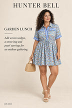 Hunter Bell Floral Print Mini Dress – Blue Multi – styled editorial look 2