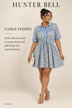 Hunter Bell Floral Print Mini Dress – Blue Multi – styled editorial look 3