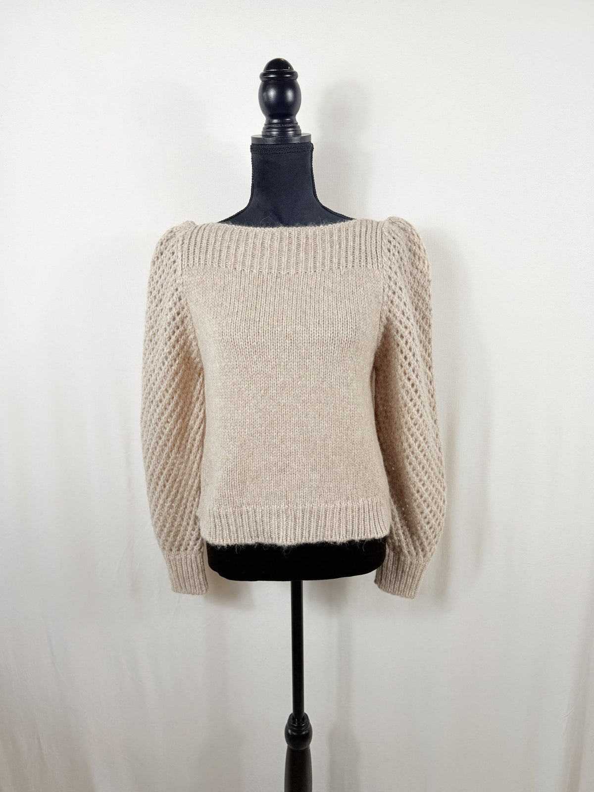 LoveShackFancy Baby Alpaca Bateau Sweater – Oatmeal – front