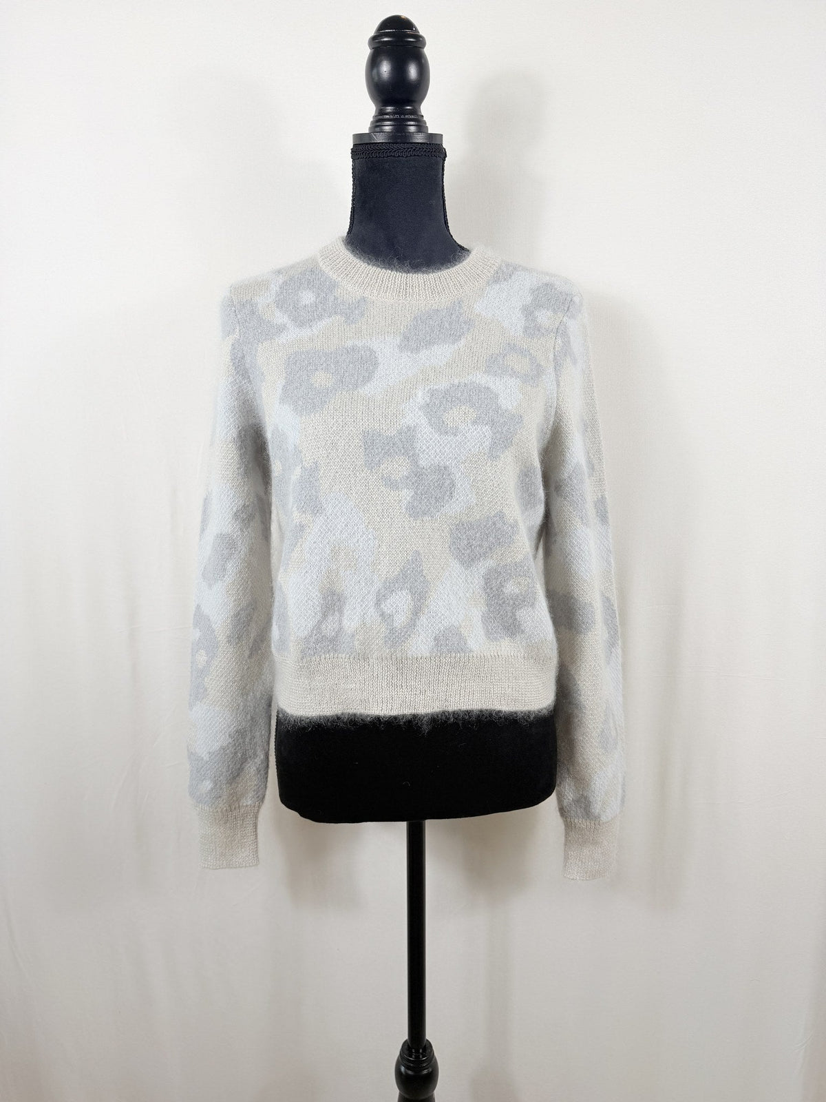 rag & bone Angora Animal Print Sweater – Grey – front