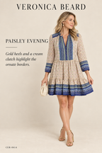 Veronica Beard Paisley Border-Print Tiered Mini Dress – styled: Paisley Evening