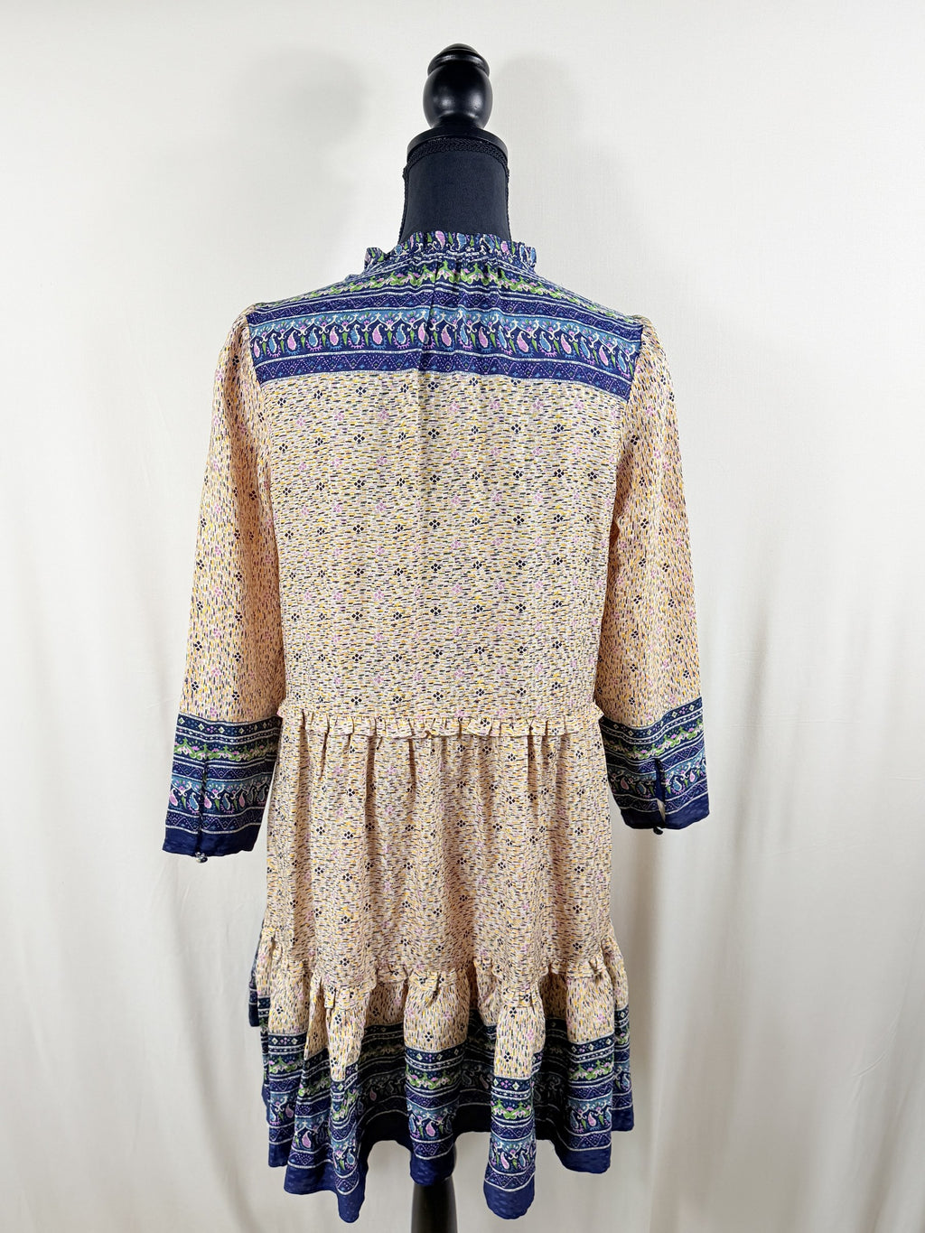 Veronica Beard Paisley Border-Print Tiered Mini Dress – back