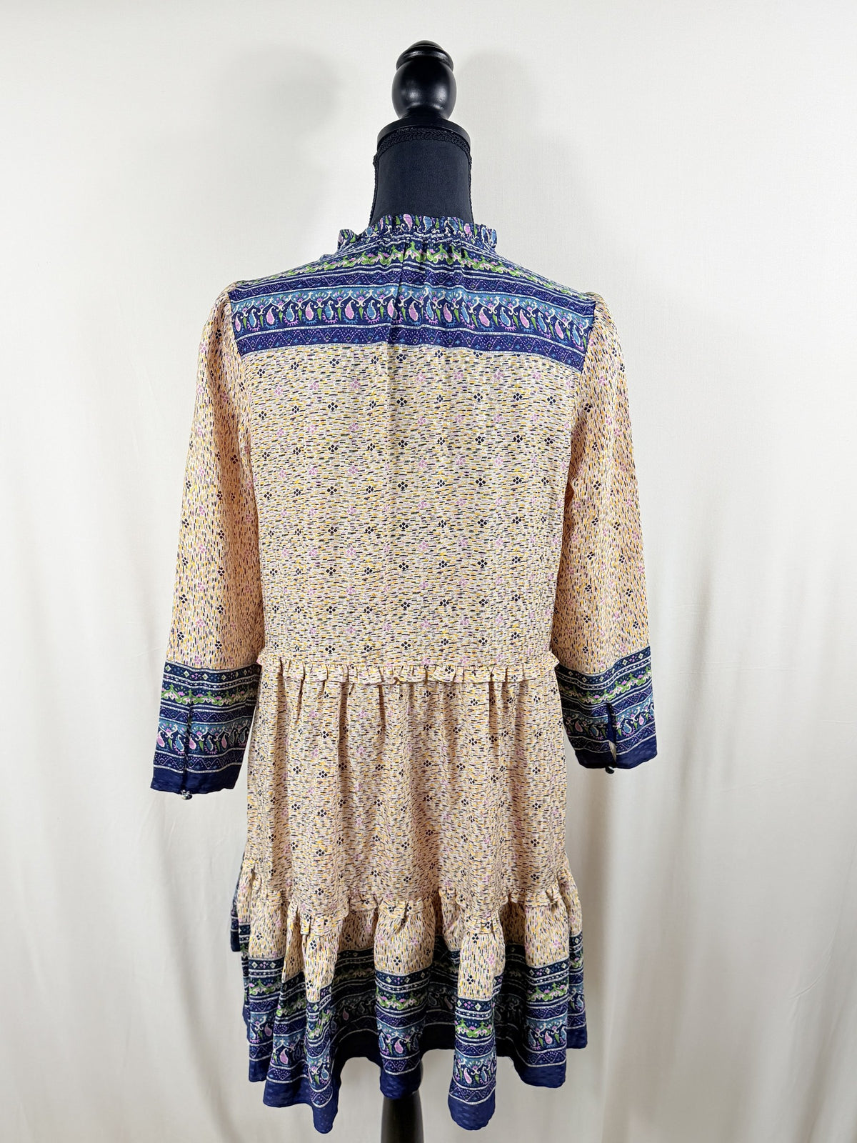 Veronica Beard Paisley Border-Print Tiered Mini Dress – back