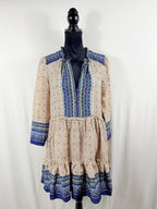 Veronica Beard Paisley Border-Print Tiered Mini Dress – front