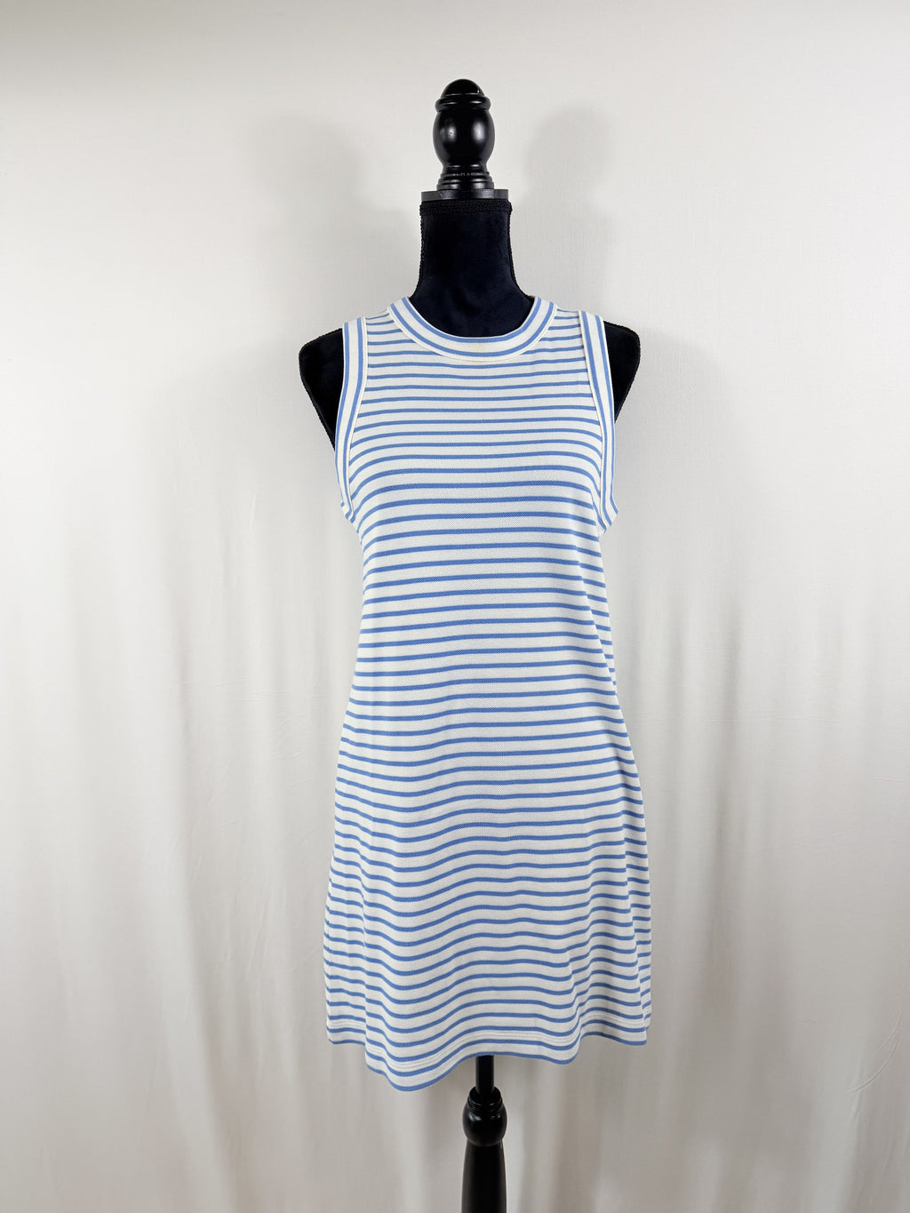 Veronica Beard Ina Striped Sleeveless Dress – Blue & White – front