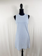 Veronica Beard Ina Striped Sleeveless Dress – Blue & White – front