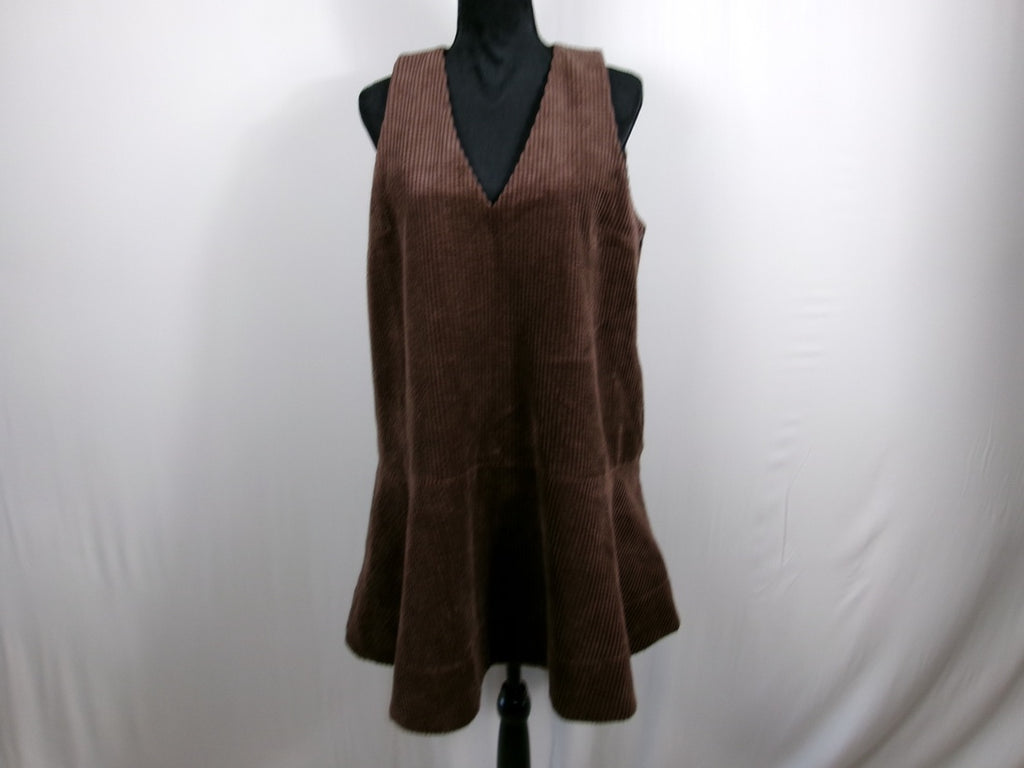 GANNI Brown Corduroy Mini Dress — Chicory Coffee – front