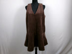GANNI Brown Corduroy Mini Dress — Chicory Coffee – front