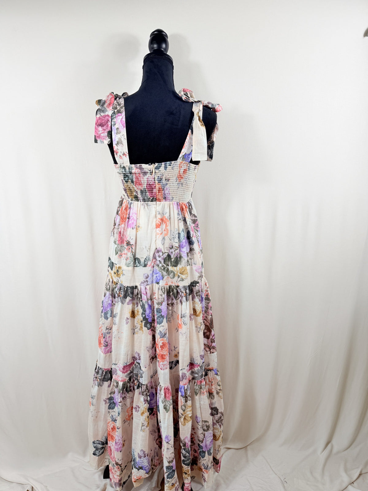 Zimmermann Brighton Tie-Shoulder Floral Midi Dress – back
