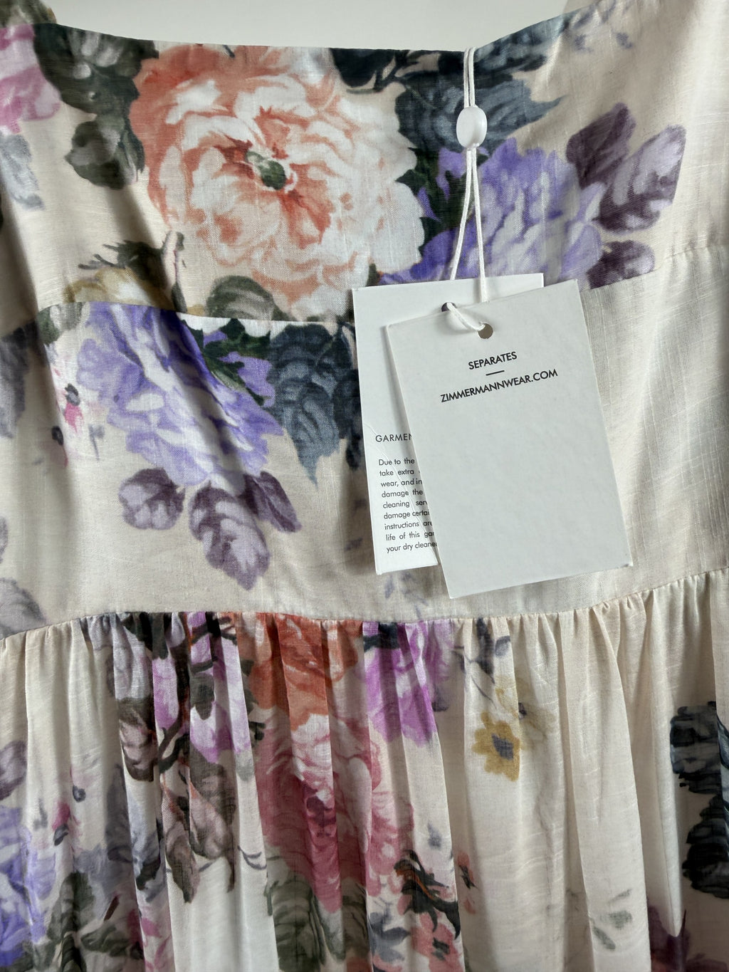 Zimmermann Brighton Tie-Shoulder Floral Midi Dress – detail