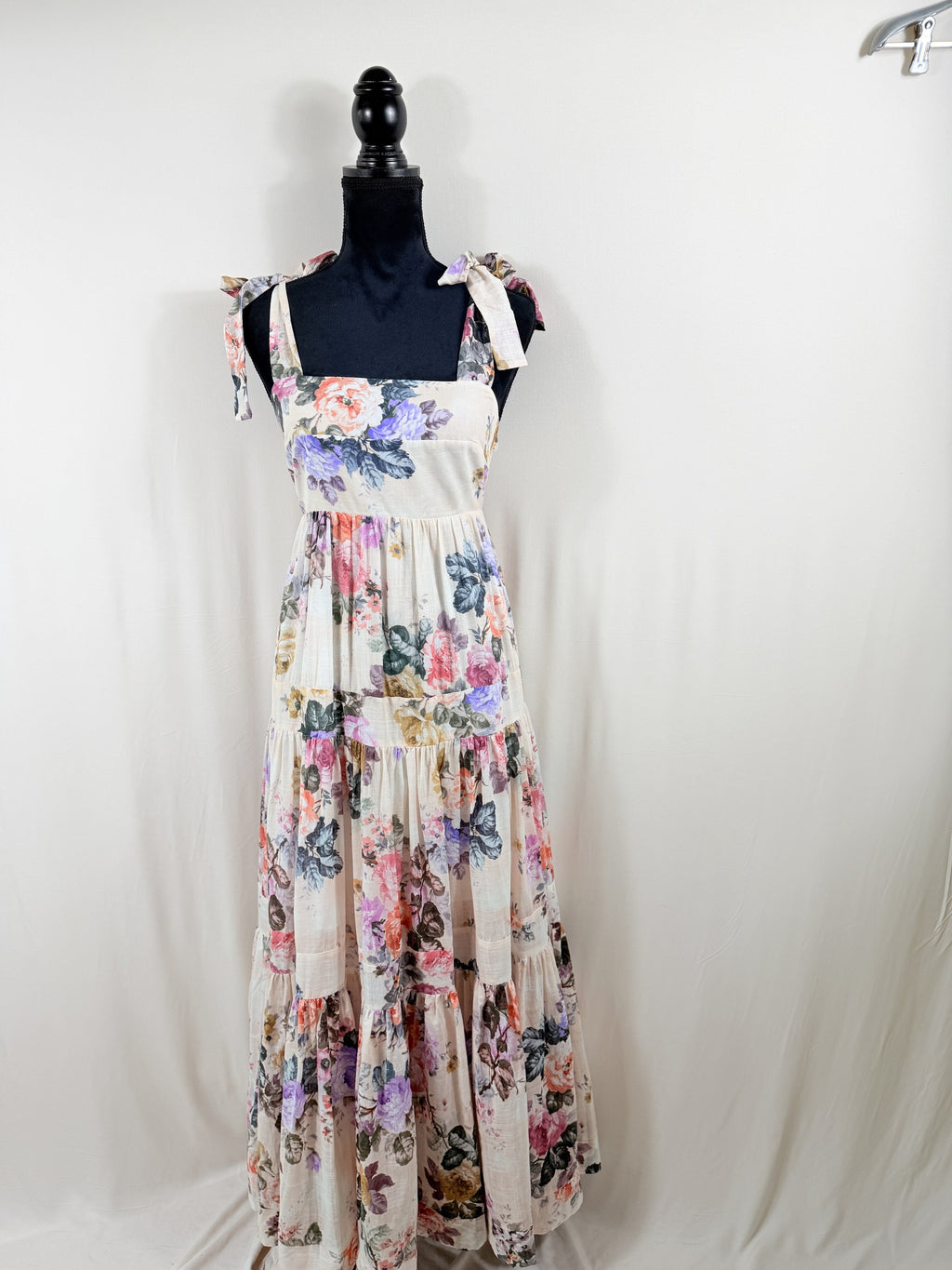 Zimmermann Brighton Tie-Shoulder Floral Midi Dress – front