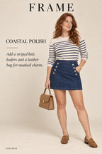 FRAME Sailor Snap Skirt – Celestine – styled editorial look 2