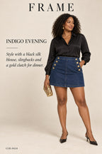 FRAME Sailor Snap Skirt – Celestine – styled editorial look 3