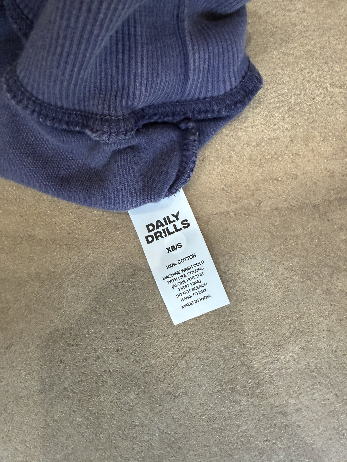 Daily Drills Terry Vintage Crew - Sunbleached Navy - care label