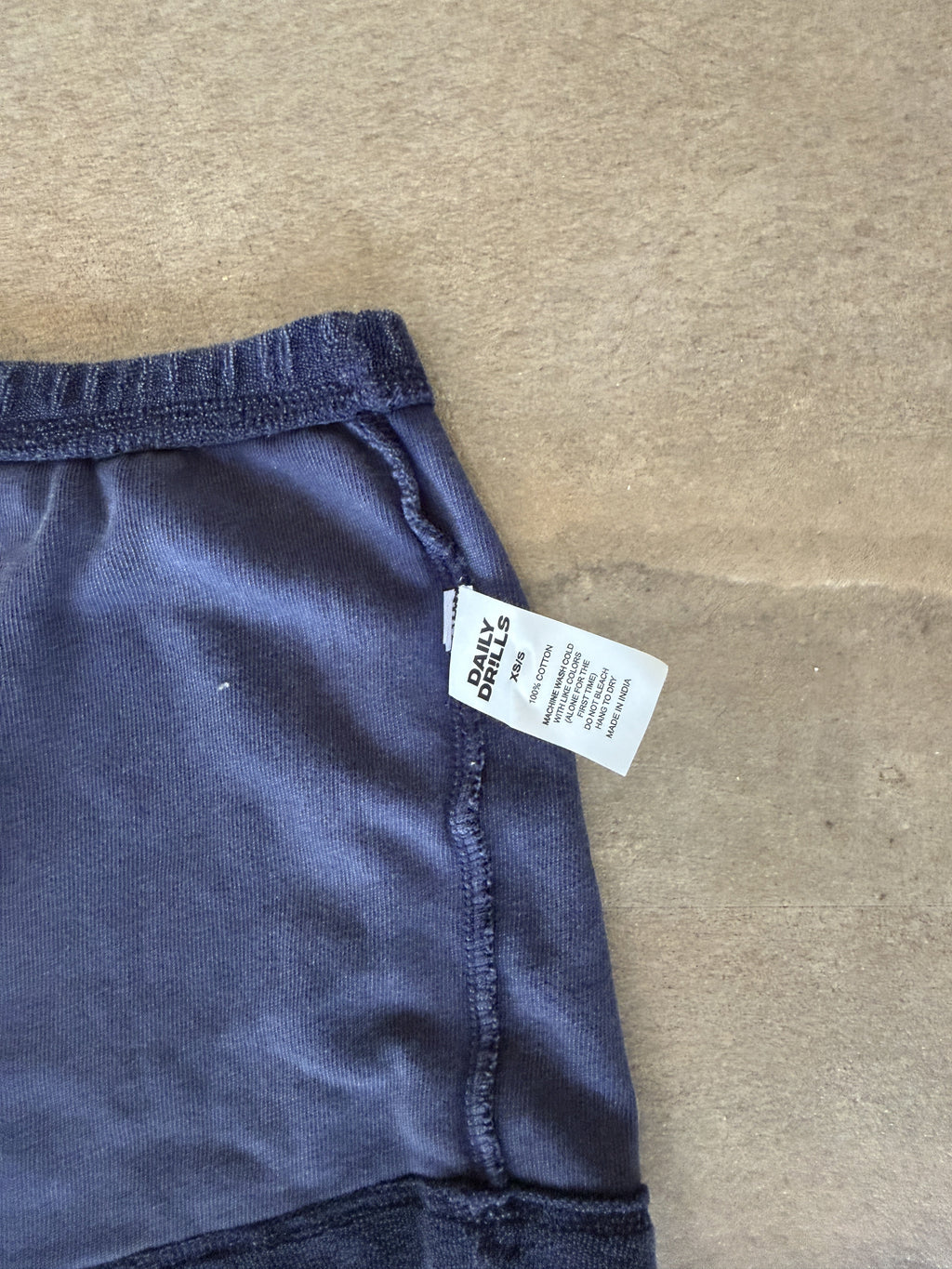 Daily Drills Terry Micro Shorts - Sunbleached Navy - care label